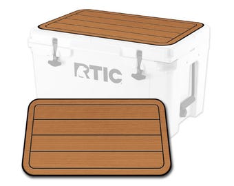 RTIC 45 Cooler Pad – SeaDek EVA Foam 6mm Dual Layer Non Slip Marine Mat | Peel & Stick Comfort Pad | Teak Lines Design T/B
