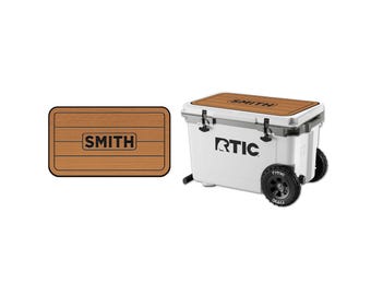 Personalized Gift - RTIC 52 QT Wheeled SeaDek Cooler Pad Top Comfort Seat Great Gift for Husband, Father Boating, Camping, Hunting - T/B