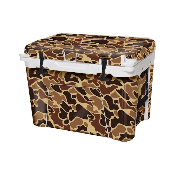 Vinyl Cooler Wrap Skin compatible with YETI Tundra (Cooler Not Included) - Easy to Install - Peel & Stick - Full  - Old School Duck Camo