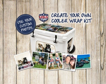 Custom Cooler Vinyl Wrap Skin Decal Sticker Fits YETI Cooler (Cooler Not Included) Personalized Collage Gift Dog Pet Photos - 5 Piece Kit