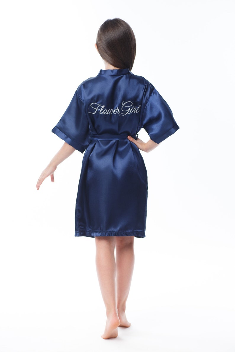 Bride robe Maid of Honor robe Personalized robes Bridesmaid robes with Silver Embroidery Flower Girl Cyan blue robes for bridesmaids