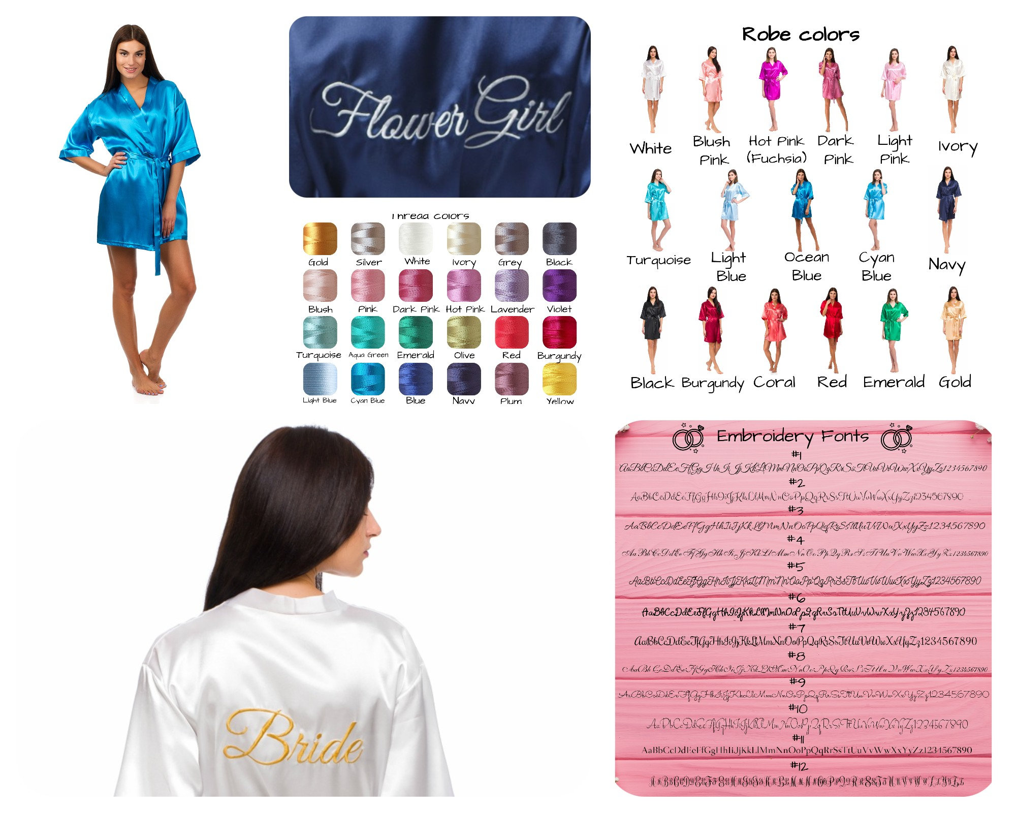 Bridesmaids robes with initials Monogrammed wedding robes Etsy