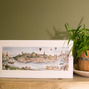 Bristol Docks, biglietti di auguri. Ponte sospeso di Clifton, traghetto, mongolfiere, cattedrale. Carte per tutte le occasioni, vuote all'interno.