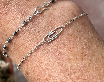 Paperclip chain bracelet in sterling silver, mental health awareness, keep it together, hold on