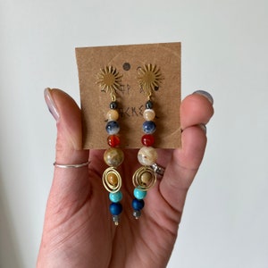 Solar system stud earrings, crystal planet  earrings, solar system earrings