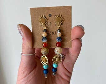 Crystal Planet Solar System Earrings: Sterling Silver Posts