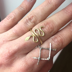 Bague serpent, réglable en laiton ou en cuivre