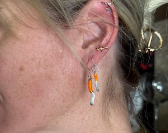 Handpainted cigarette butt earrings: small and large sizes