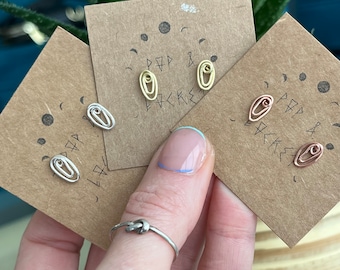 Sterling Silver Yoni Stud Earrings, Handmade Wire Jewelry