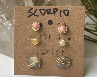 Scorpio Crystal Stud Earring Set: Hypoallergenic Zodiac Jewelry