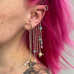 Solar system ear cuff, crystal planet ear wear, ear cuff for non pierced ears