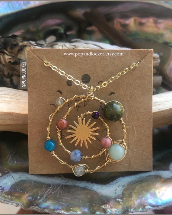 Solar system hotsell necklace etsy