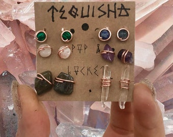 Custom Crystal Stud Earring Set: Mix & Match Gemstone Jewelry