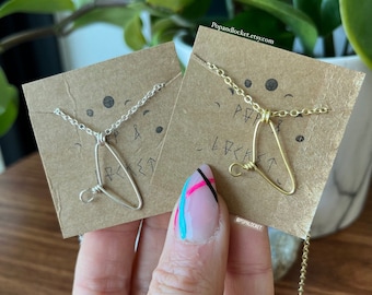 Womens health clothes hanger necklace in sterling silver or gold fill