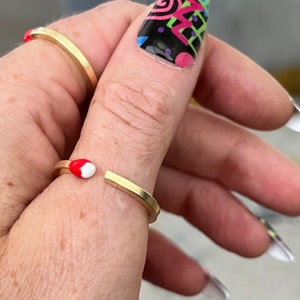 Adjustable Brass Matchstick Ring: Enamel Tip, Zodiac Sign