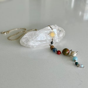 Solar system charm necklace, crystal planet necklace, planet charm necklace