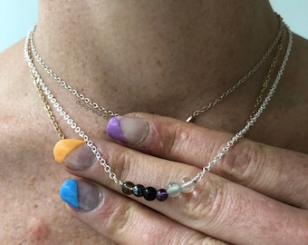 Zodiac healing crystal layering necklace in sterling silver or gold fill