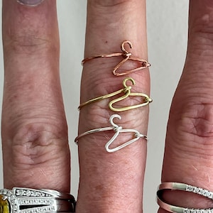 Clothes Hanger Ring: Brass, Copper, or Sterling Silver