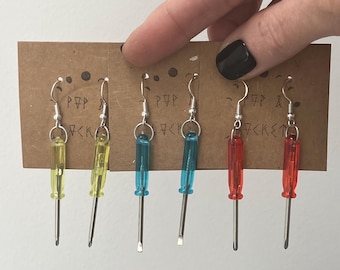 Screwdriver earrings, tool earrings, screw it