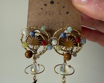 Solar system gauged ear converter earrings, plugs, ear hangers