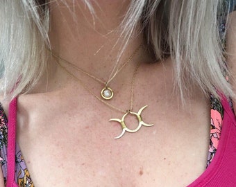 Triple moon goddess necklace