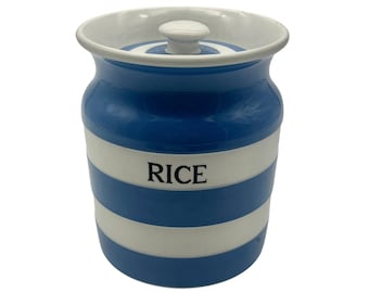 Vintage Cornish Kitchen Ware  RICE Storage Jar - Green & Co Ltd  - Kitchenalia
