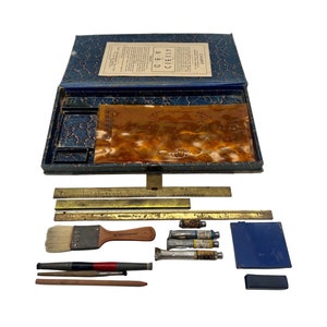 Vintage Ecosign Werbetechniker Schablonen-Set im Etui