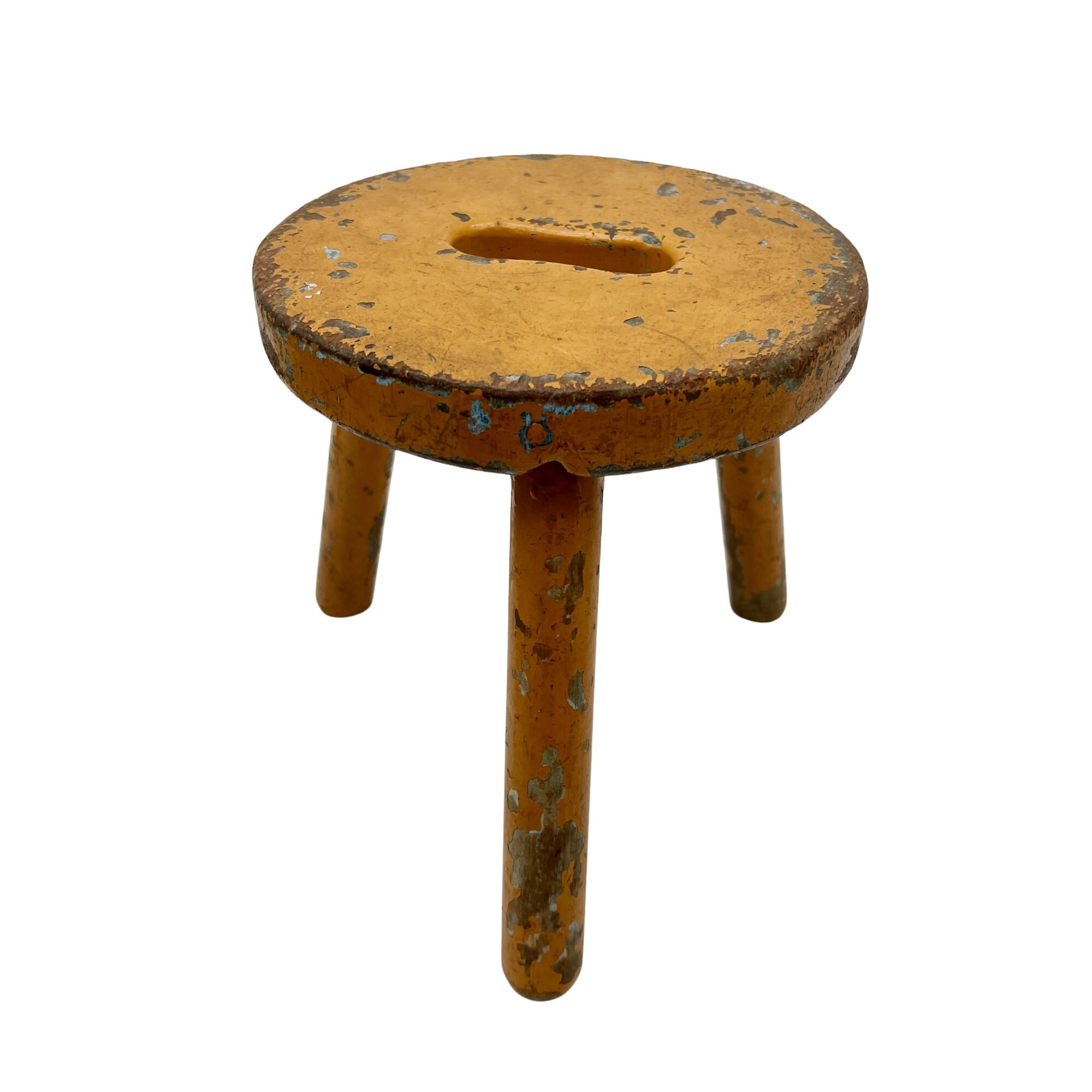 Petit Tabouret Enfant En Bois Peint à La Main - Style Folklorique - Occasion