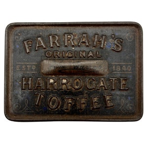 Antique FARRAH&#39;S Original Harrogate Toffee Tin - Advertising