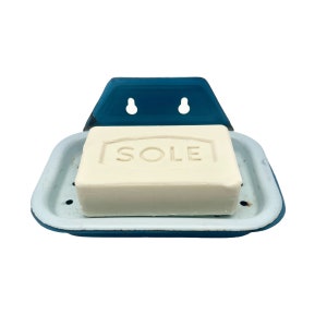 Vintage Enamel Soap Dish - Light & Dark Blue - Bathroom Decor - Kitchen Decor - Kitchenalia