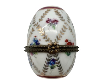 Vintage Limoges Porcelain Egg - Trinket Box - Home Decor