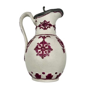 Antique Victorian Stoneware Jug with Pewter Lid - Ironstone - Syrup Jug - Pitcher - James Dixon & Sons - 1854 - Kitchenalia