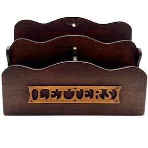 Vintage Oak Letter Rack - Desk Tidy - 3 Compartment - Study Decor - Office Decor - Home Decor