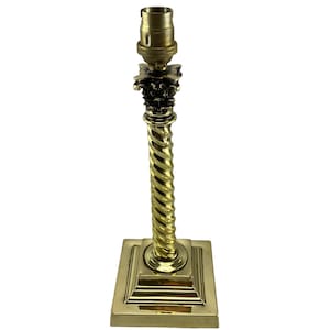 Antique Edwardian Brass Barley Twist Column Table Light - Home Decor