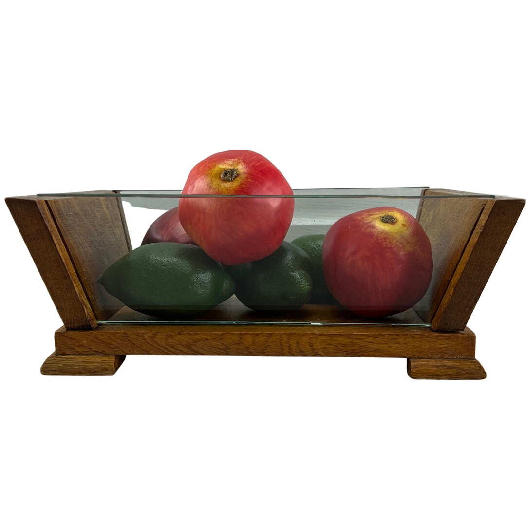 Vintage Oak and Glass Fruit Bowl Dining Room Decor Kitchenalia Etsy UK