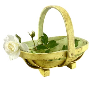 Small Vintage Painted English Sussex Garden Trug - Folding Handle - Peg Basket