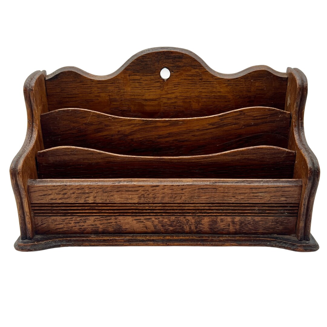 Vintage Oak Wall Hanging Letter Rack Desk Tidy Hallway Etsy
