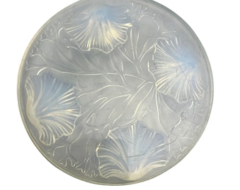 Antique  French Art Deco Verlys Opalescent Bottle Coaster - Shells