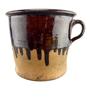Antieke grote melkbeker - melkkan met handvat - vintage boerderij Kitchenalia - rustiek - provinciaal decor