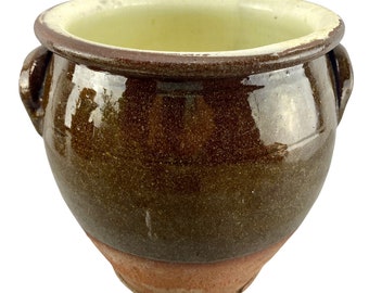 Vintage French Slip Glazed Terracotta Confit Pot - Kitchenalia