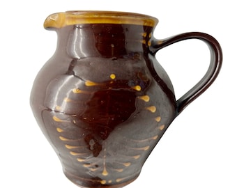 Vintage Brown & Yellow Slipware Jug - Kitchenalia