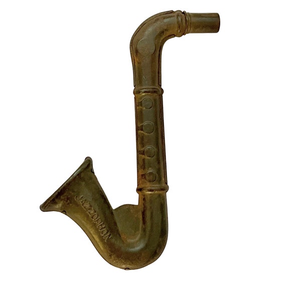 Vintage Calura Tin Jazzophon Saxophone Corne jouet Musical 