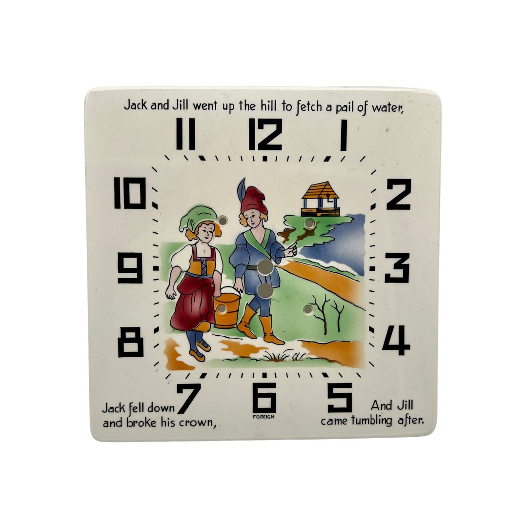 Vintage French Ceramic Clock Face Jack & Jill Home Decor Etsy