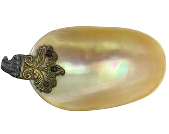 Antique Shell Caviar Serving Spoon - Iridescent Shell - Kitchenalia