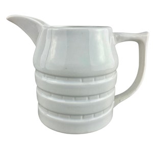 Vintage englische weiße Keramik gebänderter Krug - Vintage Milchkrug - Milchkrug - Bauernhaus - Kitchenalia - Landhausdekor