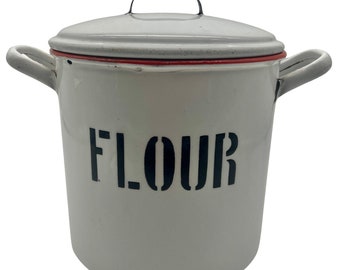 ヴィンテージ　FLOUR エナメル製保存缶 イギリス アンティーク調 ブレッド缶/ホーロー製/キッチン雑貨
