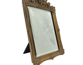 Miroir de table doré biseauté vintage des années 1950 - Enregistré au Stationers Hall - Décoration de chambre - Décoration d'intérieur
