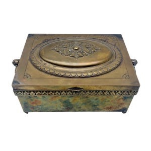 Antique French 19thC Brass Casket - Jewellery Box - Perfume Box - Bedroom Decor - Home Decor