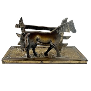 Vintage Brass Horse Letter Rack - Desk Tidy - Study - Office Storage - Home Decor