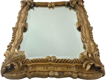 Vintage Carved and Bevelled Wall Hanging Mirror - Home Decor